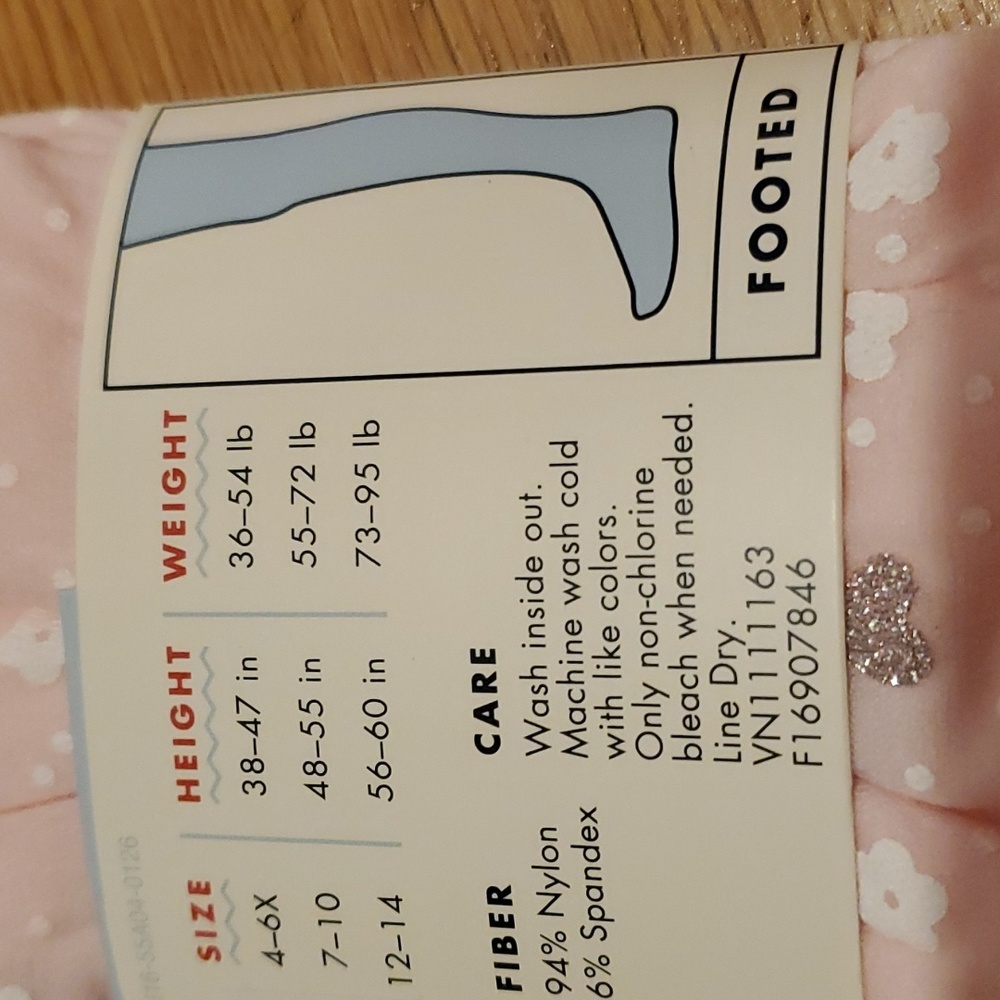 Girls flower and heart tights - Picture 5 of 5